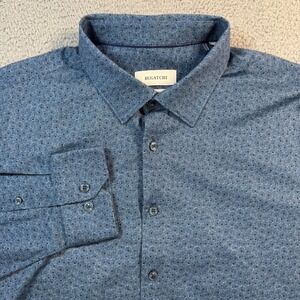 Bugatchi Mens 3XL Blue Geometric Swirl 8-Way Stretch Long Sleeve Button Up Shirt